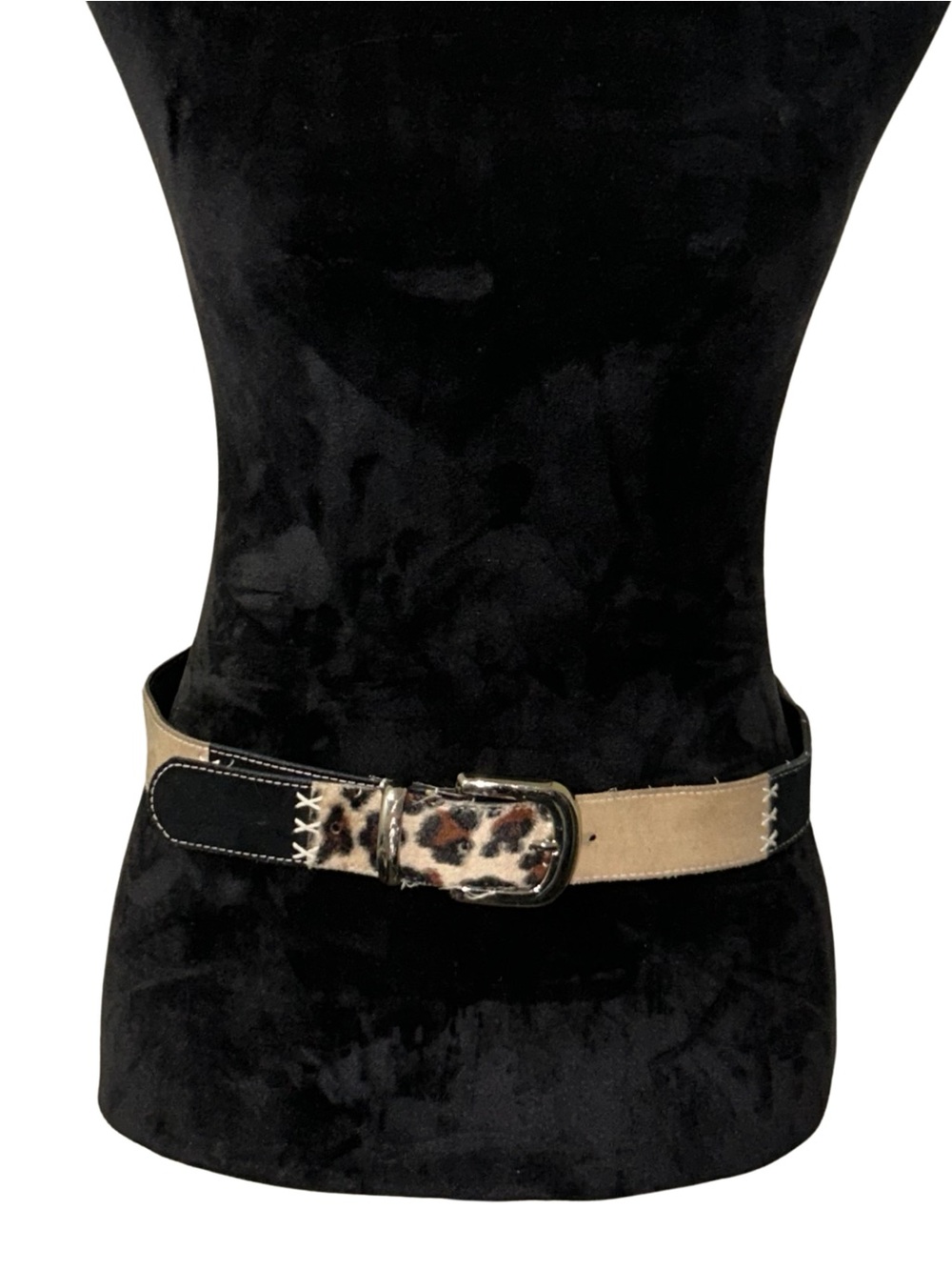 Y2K Leopard Print Patchwork Belt Size Large
